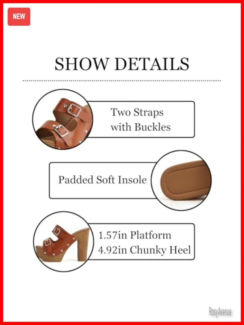 Platform Block Heel Sandals Chunky Faux Wooden Peep Toe Slides Mules for Women
